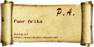 Paor Arika névjegykártya